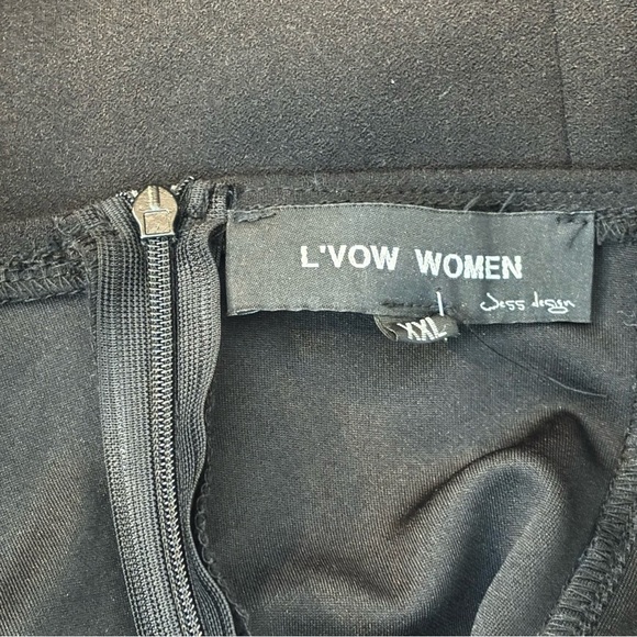 L'VOW Women Black Sheer Puff Long Sleeve Body Con Mini Dress XXL - Picture 9 of 9